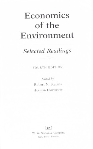 Economics of the environment : selected readings 