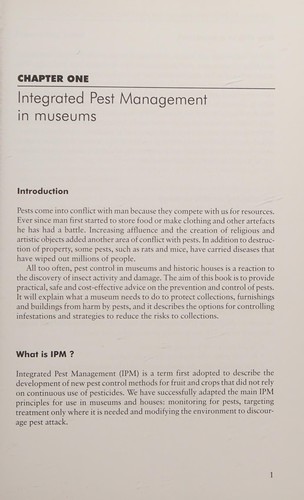 Pest management in museums, archives, and historic houses 