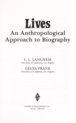 Lives: An Anthropological Approach to Biography.