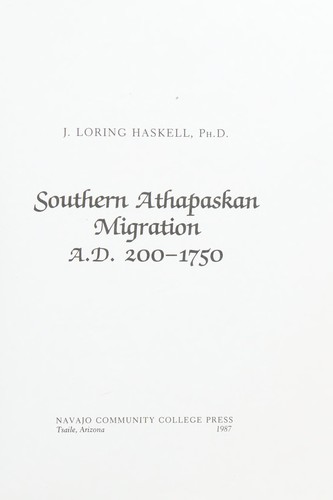 Southern Athapaskan migration, A.D. 200-1750 