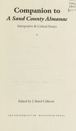 Companion to A sand county almanac : interpretive & critical essays 