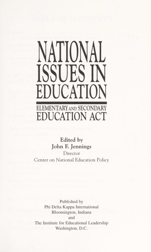 NATIONAL ISSUES IN EDUCATION.