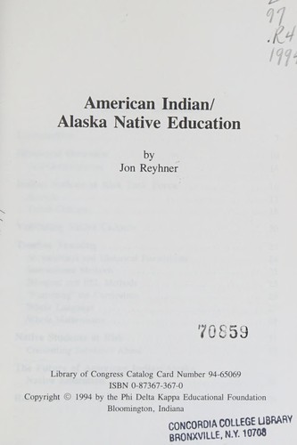 AMERICAN INDIAN ALASKA NATIVE EDUCATION.