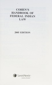 Cohen's handbook of federal Indian law. Cover Image