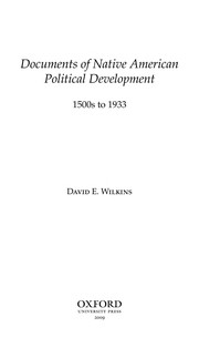 Documents of Native American political development : 1500s to 1933  Cover Image