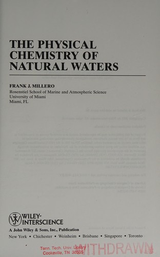 The physical chemistry of natural waters 