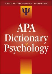 Enlarge cover image for APA dictionary of psychology / Gary R. VandenBos, editor in chief.